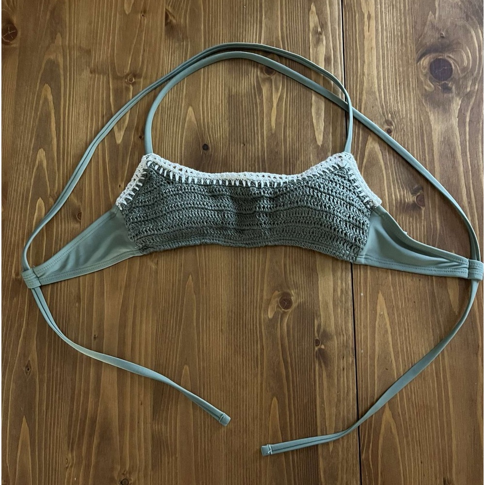 Green crocheted bikini top size small